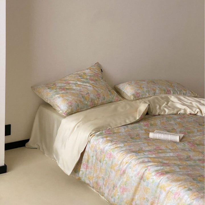 Luxury Lace-Trim Satin Duvet Cover Set