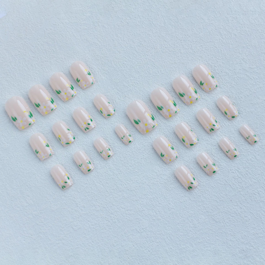 Floral Accent Acrylic Nail Art