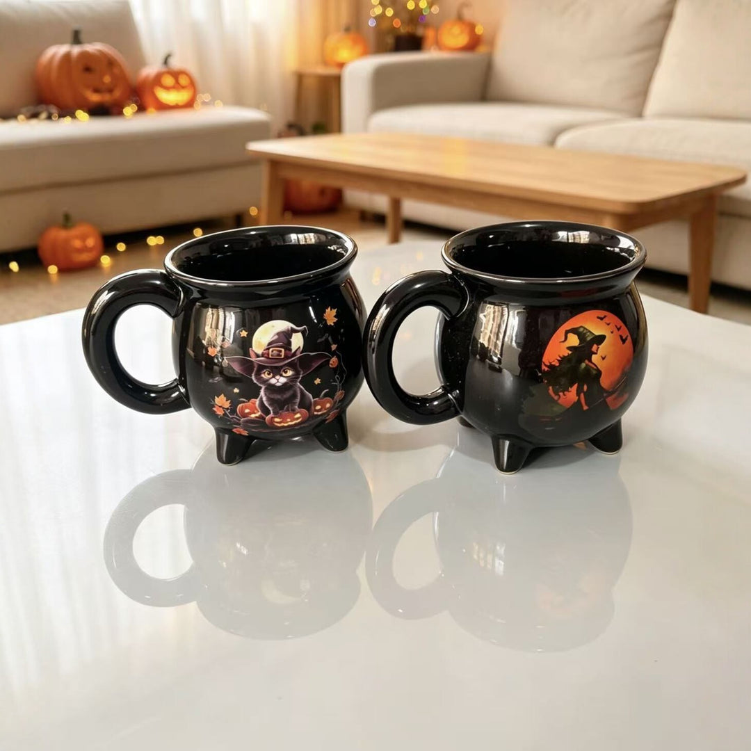 Ceramic kettle mug with star and planet decor