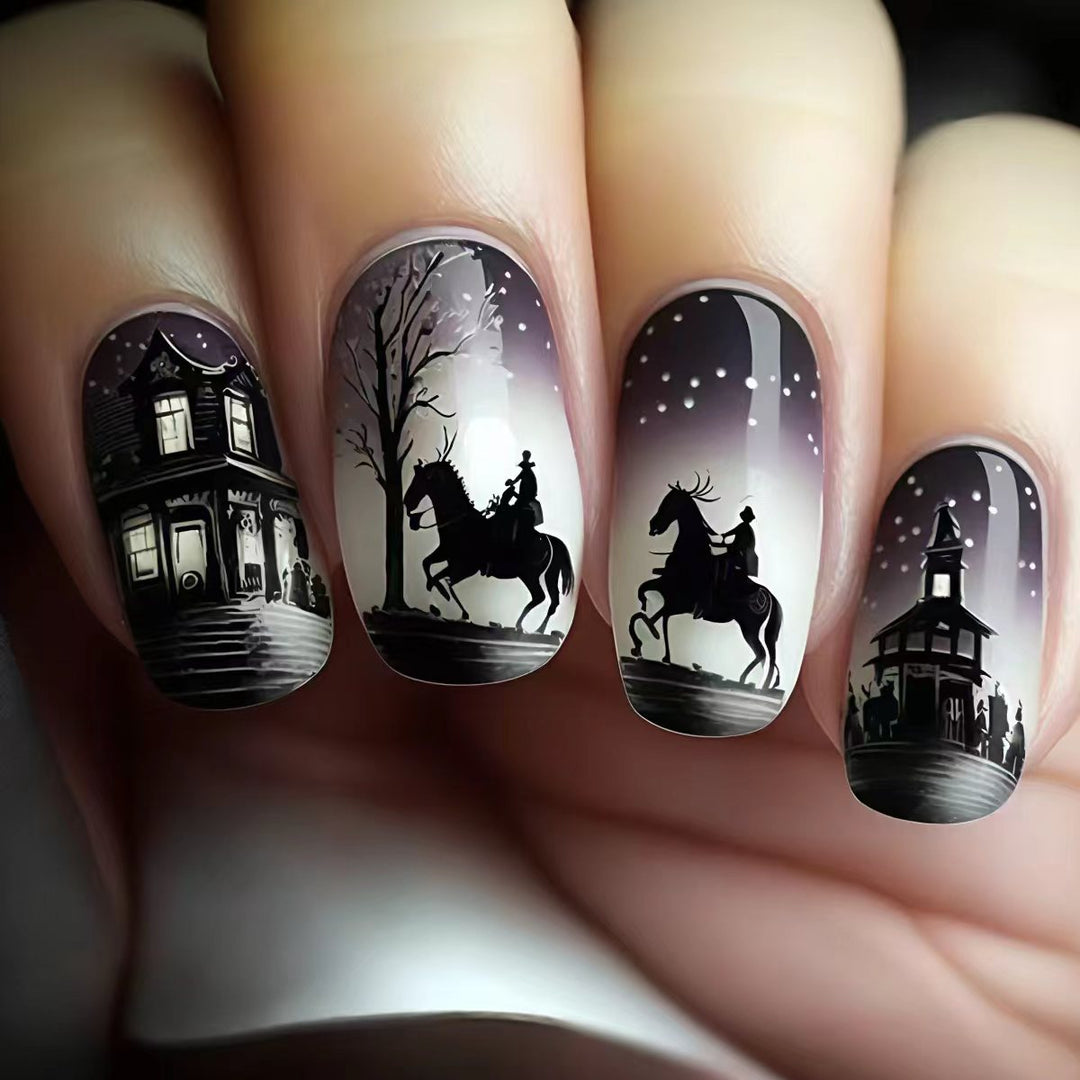 Artificial nails with mysterious winter landscape design Stornfield