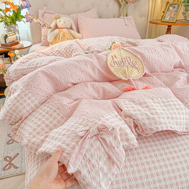 Cozy Quilted Gingham Duvet Cover Set
