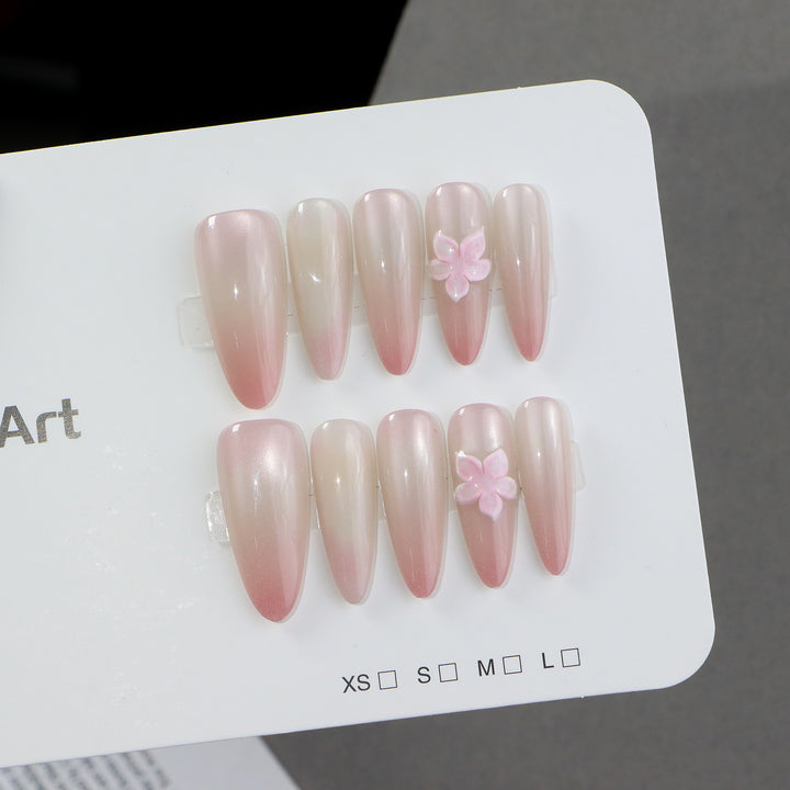 Elegant Press-On Nail Set with Floral Accents Stornfield