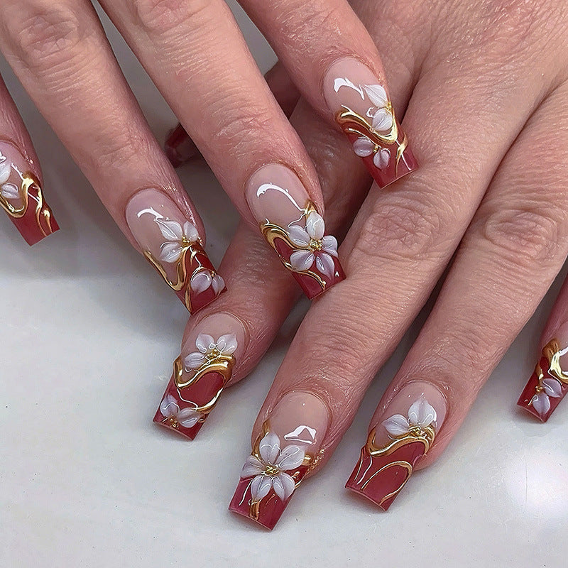 Artistic Floral 3D Press-On Nail Art Stornfield
