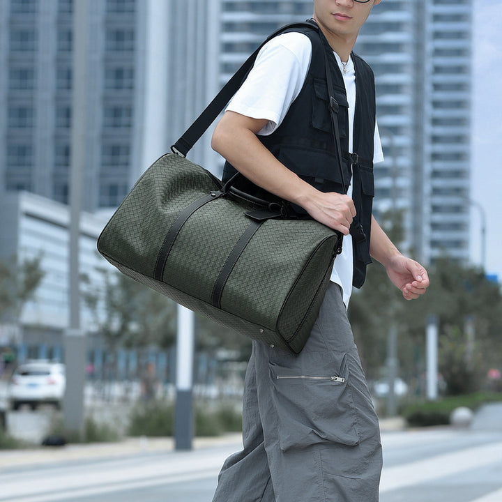 Woven Leather Weekend Travel Duffle Bag Stornfield