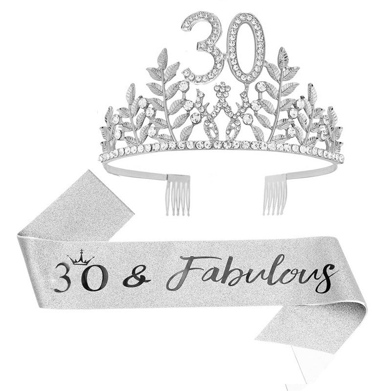 Women's Glamorous Birthday Crown with Shining Rhinestones Stornfield