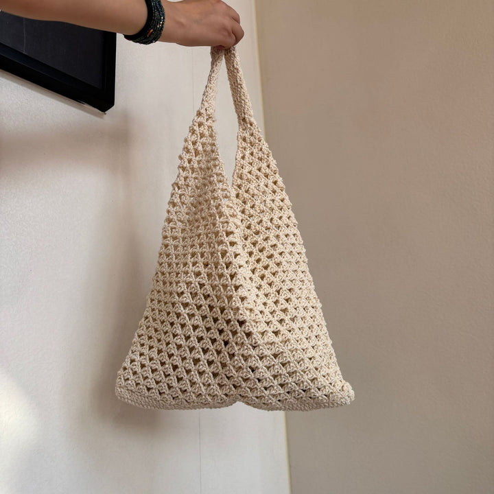Hand-knotted net tote bag with comfortable double handles Stornfield
