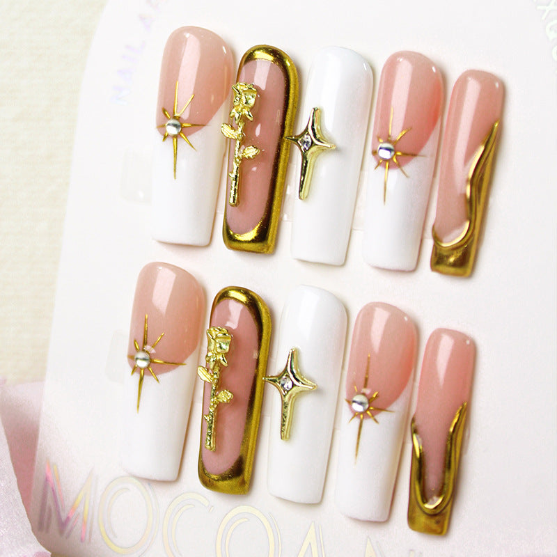 Art nail set with romantic flower and glamour accents Stornfield