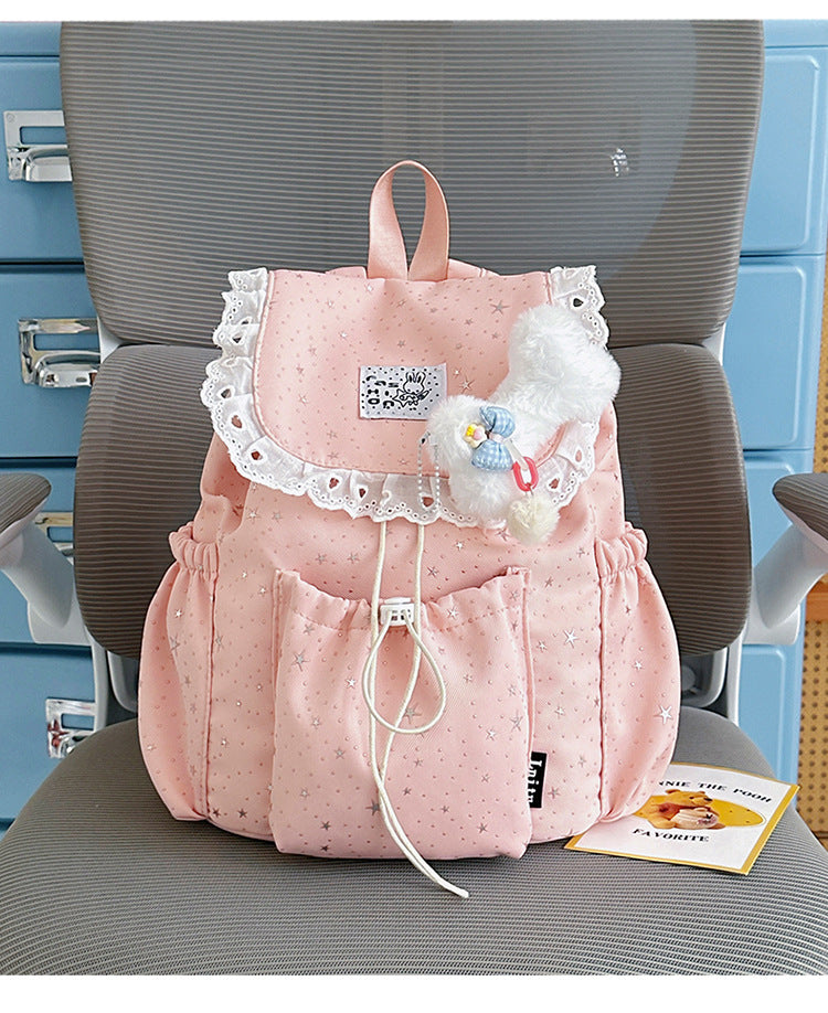 Star Print Ruffled Backpack Stornfield