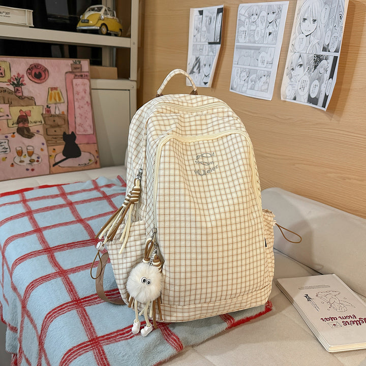 Stylish Checked Pattern Backpack