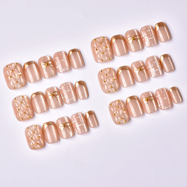 Decorative Gold-Accent Press-On Nail Art Set Stornfield