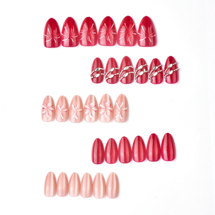 Elegant Press-On Nail Art Set with Rhinestone Accents Stornfield