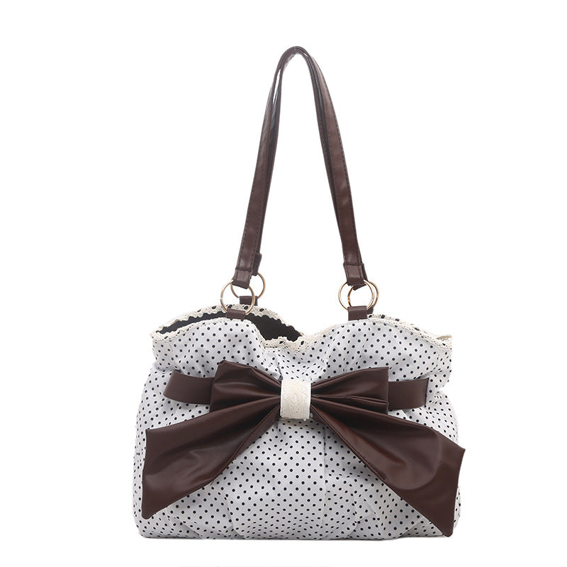 Polka Dot Bow Accent Handbag
