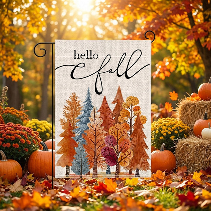 Autumn Harvest Decorative Garden Flag with Squirrel Welcome Design