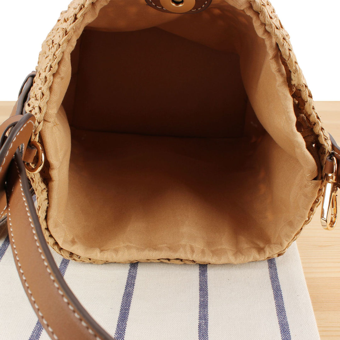 Braided Bast Handbag with Elegant Leather Decoration Stornfield