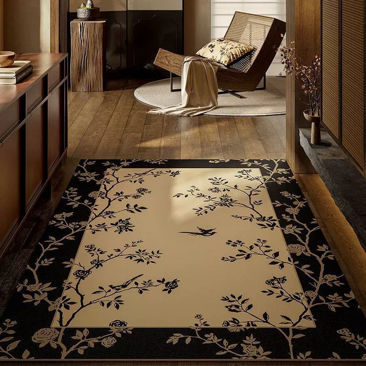 Embroidered Floral Design Area Mat
