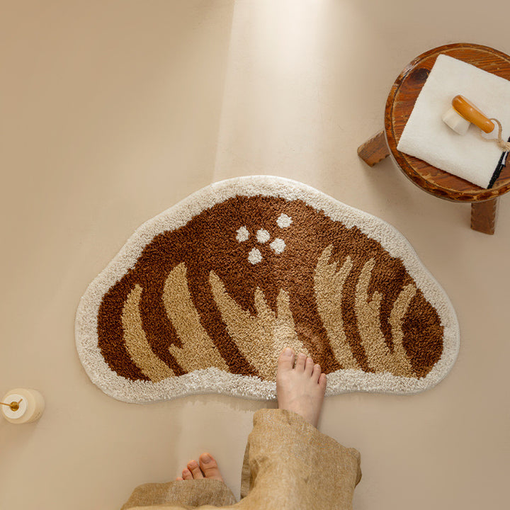Cute round carpet and bath mat in cookie shape with tufted pile structure