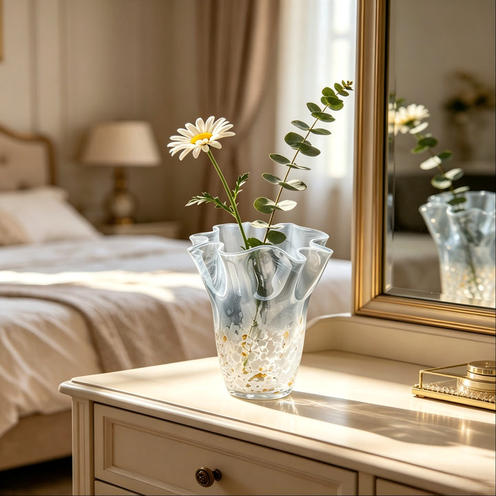 Elegant Glass Vase with Artistic Wave Design Stornfield