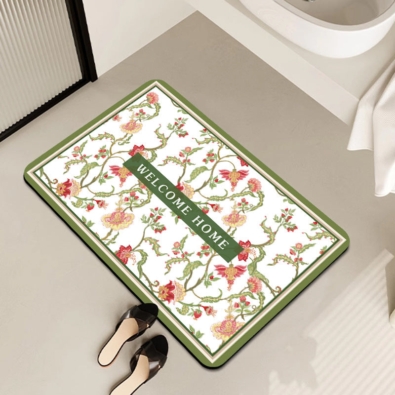 Vintage Floral Pattern Bath Mat Stornfield