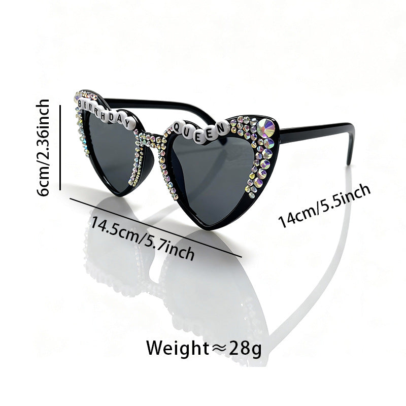 Decorative Rhinestone-Embellished Heart-Shaped Sunglasses Stornfield
