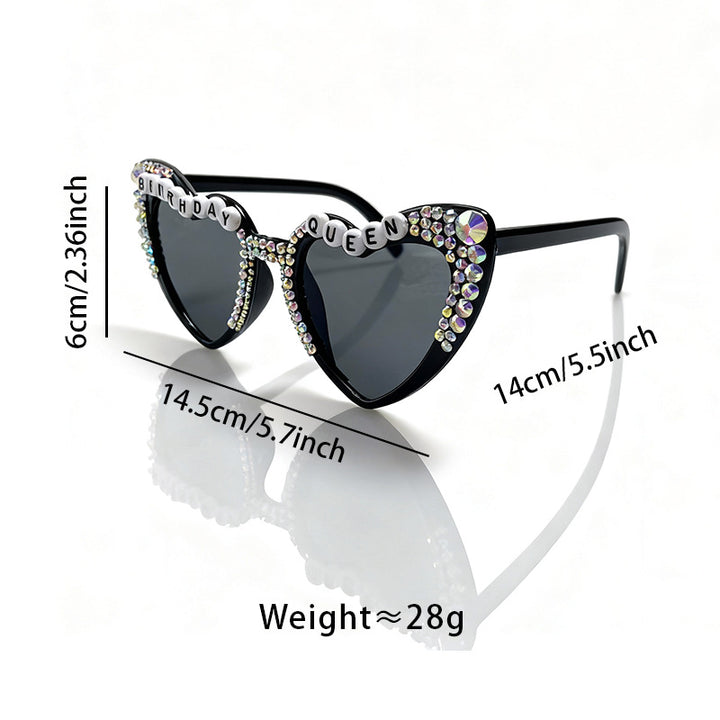 Decorative Rhinestone-Embellished Heart-Shaped Sunglasses Stornfield