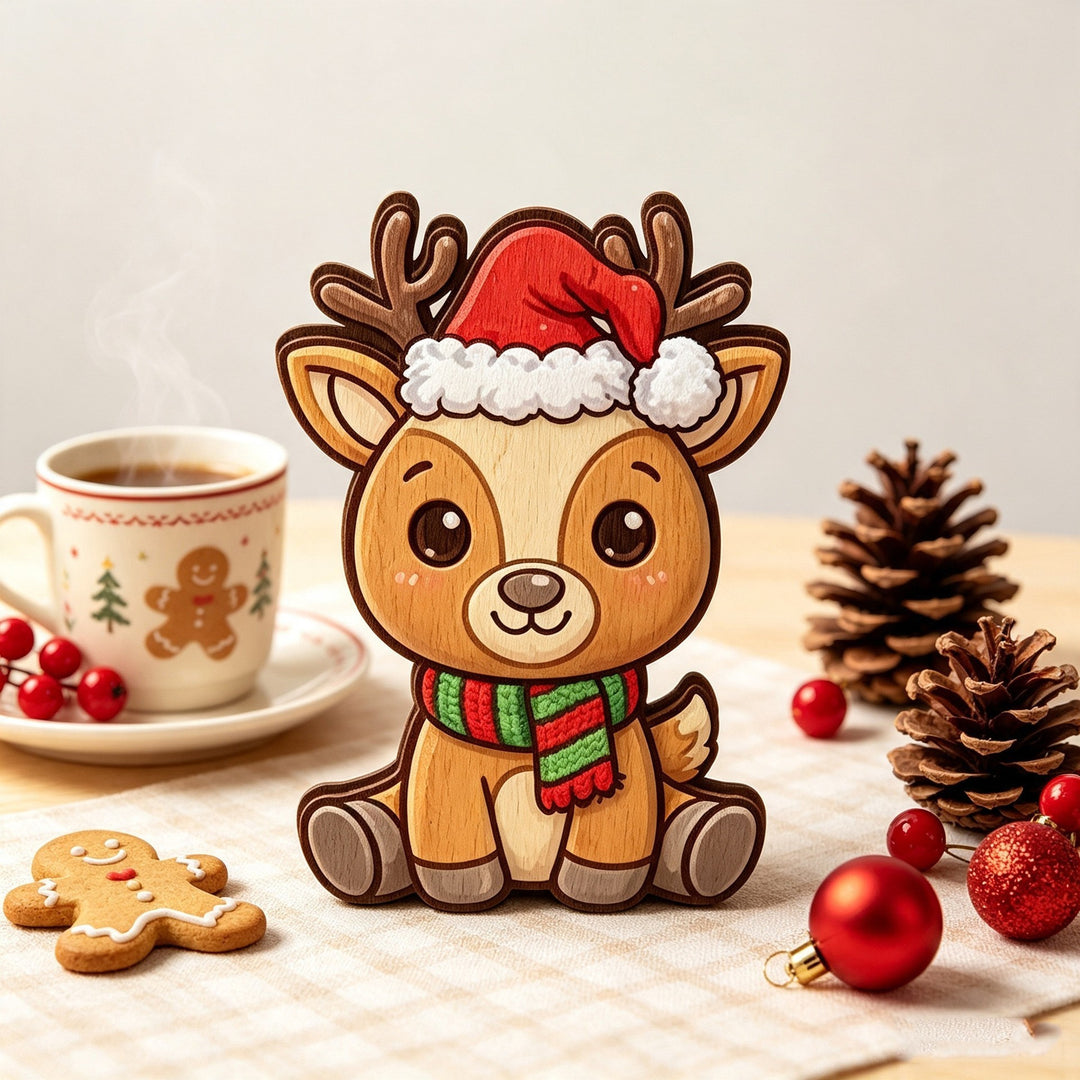 Playful Christmas Reindeer Figurine