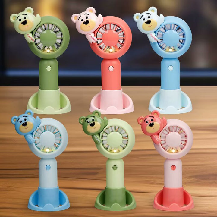 Unisex Portable Handheld Fan with Animal Design and LED Light Function Stornfield