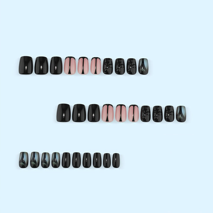 Artificial nails with elegant black and pastel accent design Stornfield