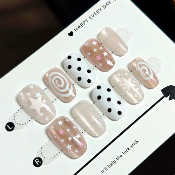 Artificial nails with trendy star pattern Stornfield