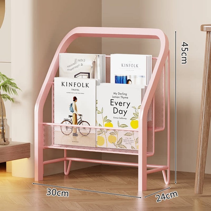 Slanted Tiered Mesh Floor Book and Magazine Display Rack