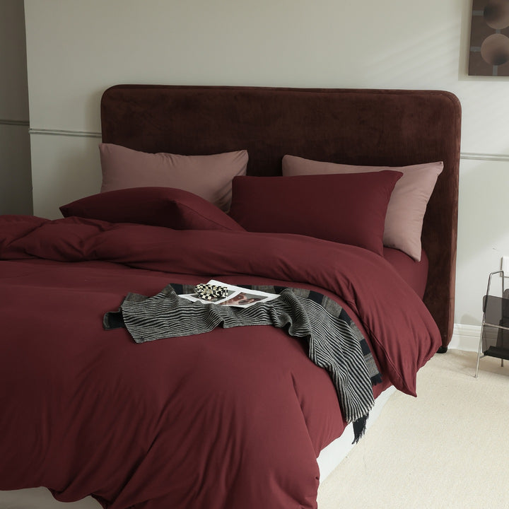 Minimalist Breathable Cotton Percale Duvet Cover Set with Hidden Zip and Pillow Shams