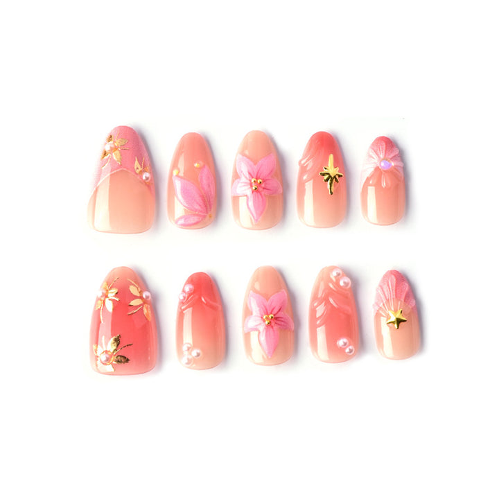 Floral Embellished Press-On Nail Art Stornfield