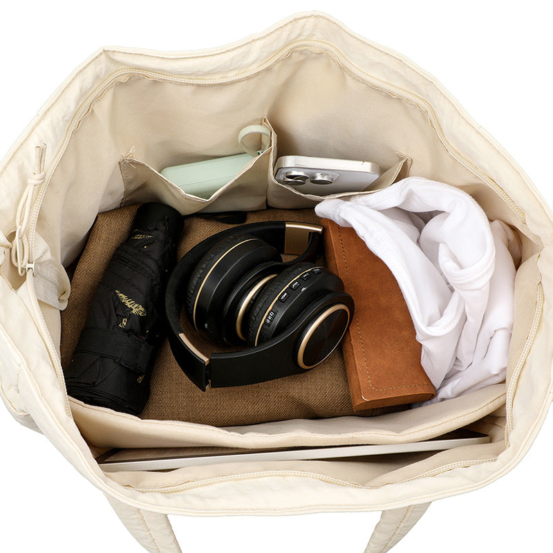 Multi-Pocket Quilted Laptop Tote