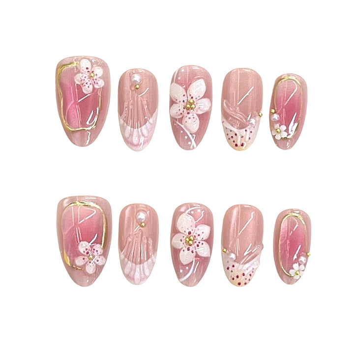 Detailed Floral Design Press-On Nail Set Stornfield