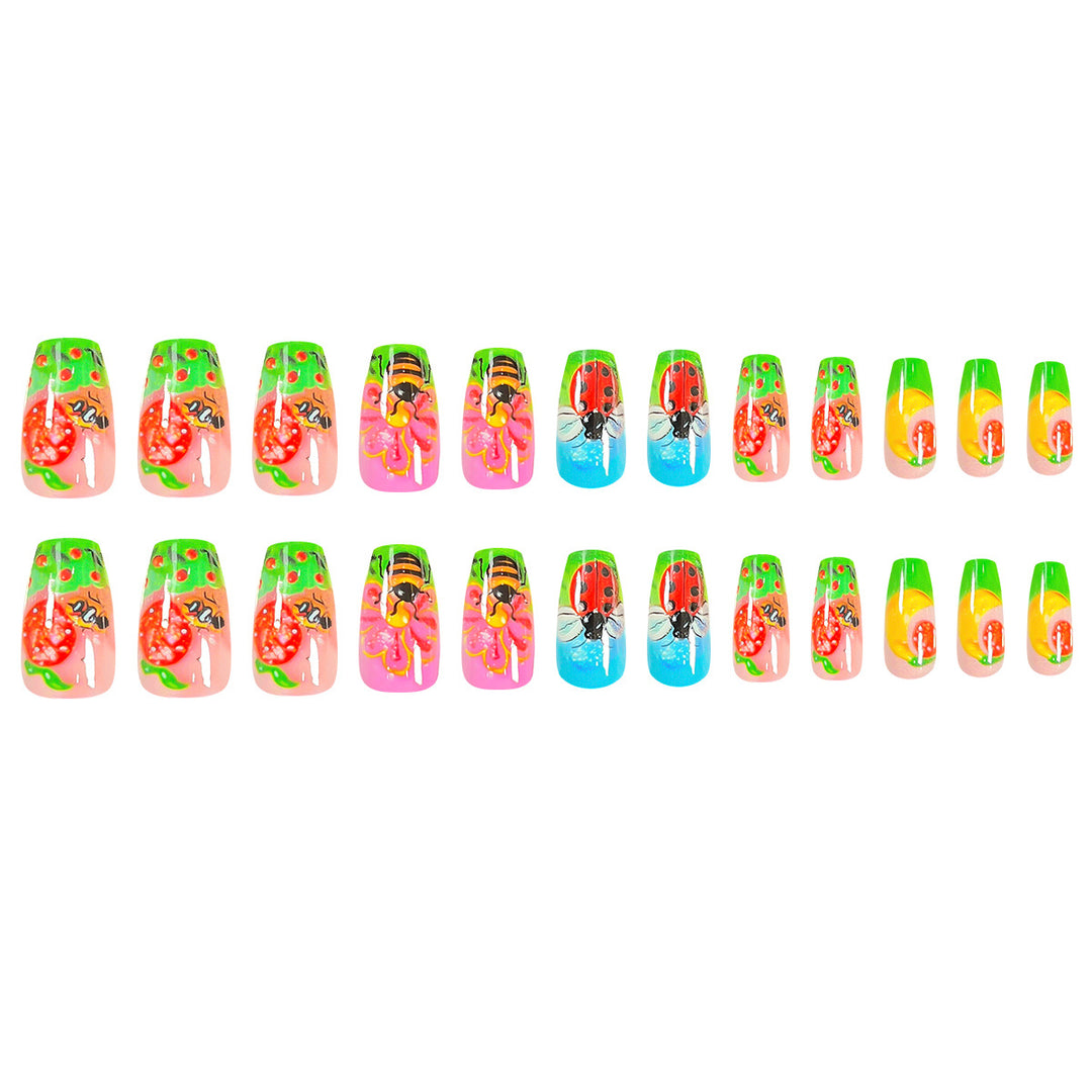 Artistic nail art with insect and flower motifs Stornfield