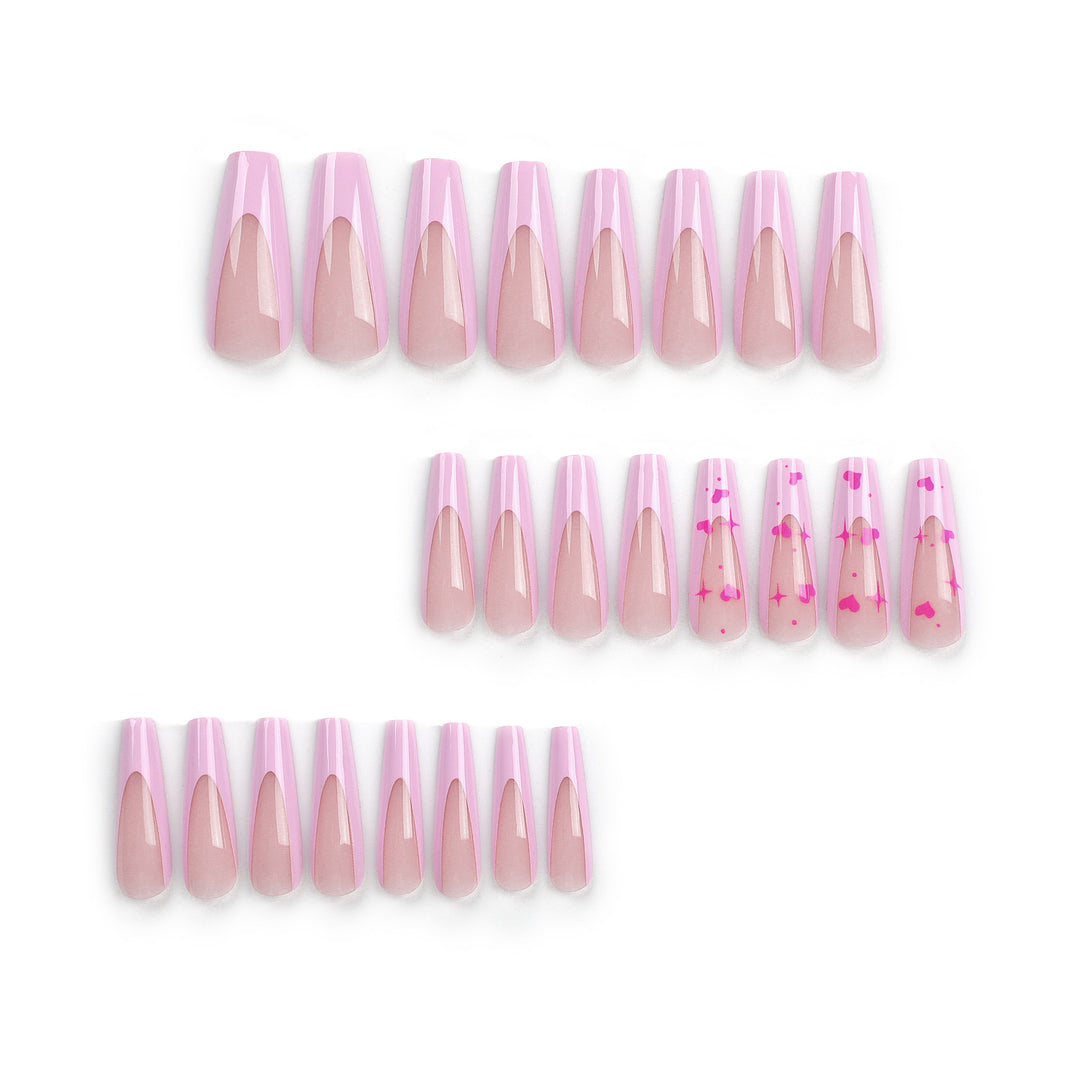 Artful Nail Extensions with Heart-Shaped Accents Stornfield