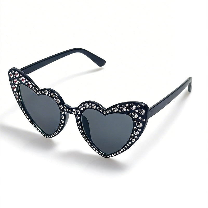 Rhinestone-Accented Heart-Shaped Sunglasses Stornfield