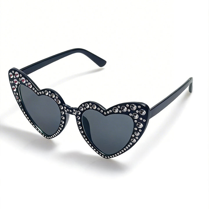 Rhinestone-Accented Heart-Shaped Sunglasses Stornfield