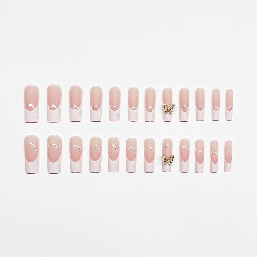 Elegant artificial nail set with butterfly accents Stornfield