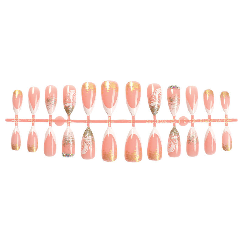 Artificial nail set with glamorous floral and glitter decorations Stornfield