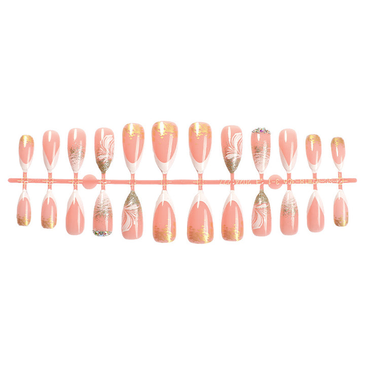 Artificial nail set with glamorous floral and glitter decorations Stornfield