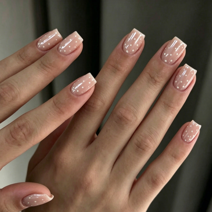 Elegant Glitter and Dot Acrylic Nail Enhancements Stornfield