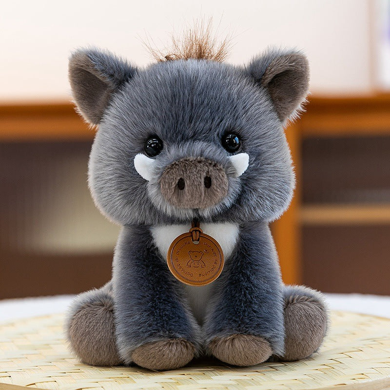 Plush Sitting Lion Cub Collectible with Embroidered Face and Hanging Medallion Stornfield