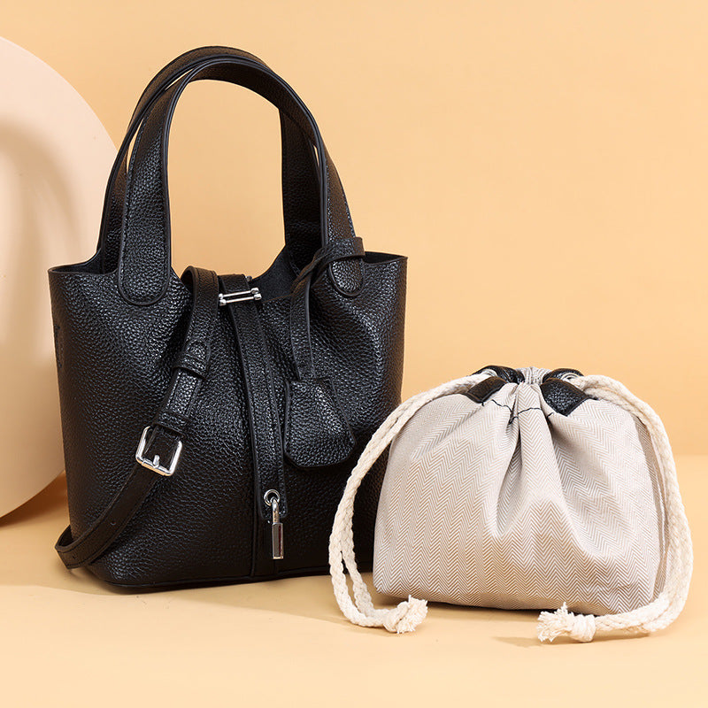 Dual-Compartment Textured Leather Tote Bag Stornfield