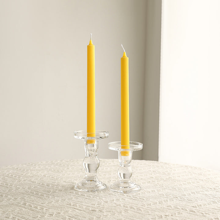 Crystal Glass Sculpted Stem Taper Candle Holders