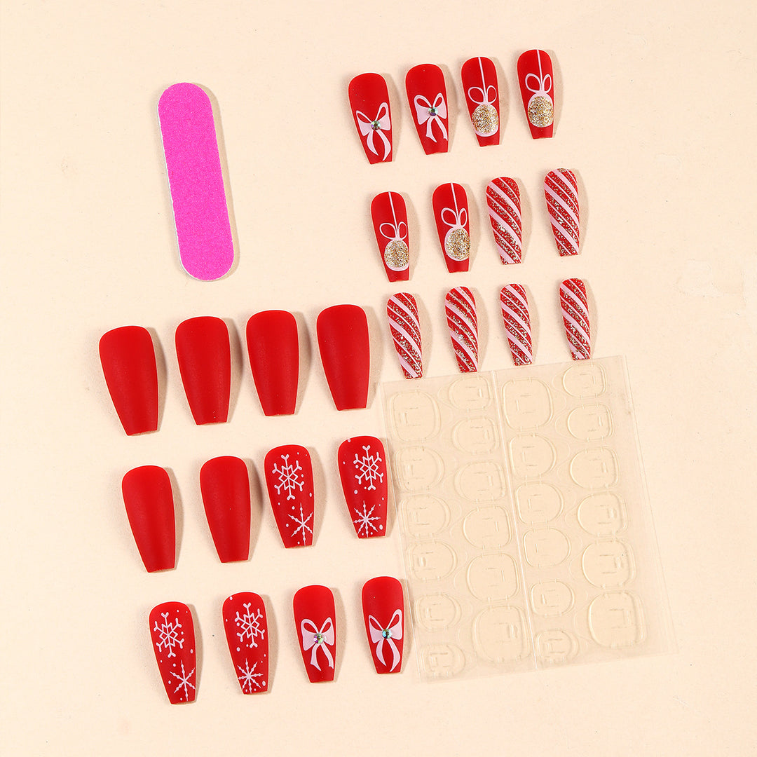 Festive Holiday-Themed Acrylic Nail Art Extensions Stornfield