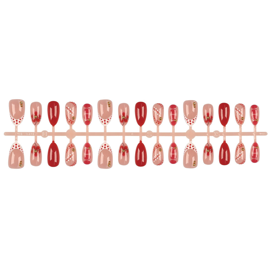 Artistic Press-On Nail Set with Decorative Accents