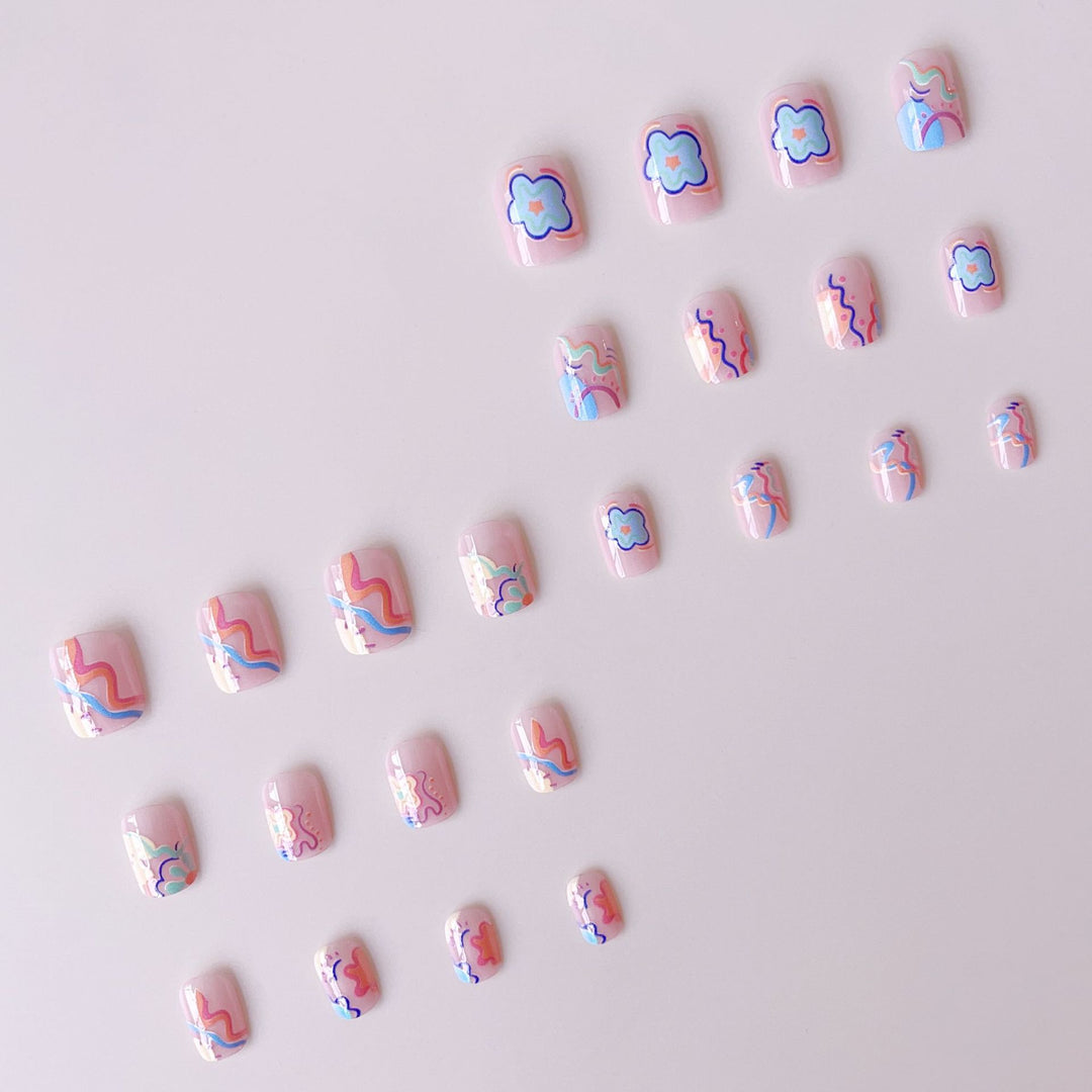 Nail art set with colorful neon-inspired design Stornfield