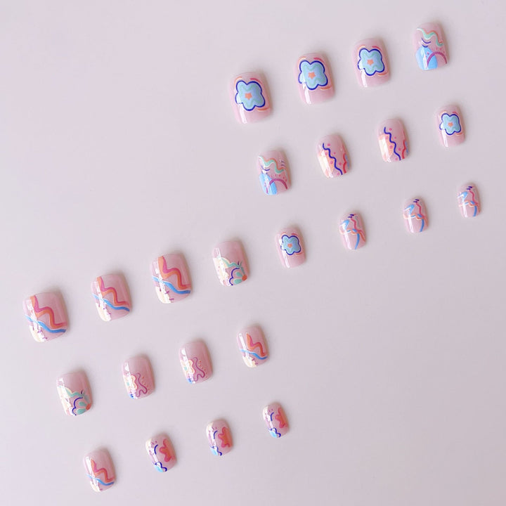 Nail art set with colorful neon-inspired design Stornfield