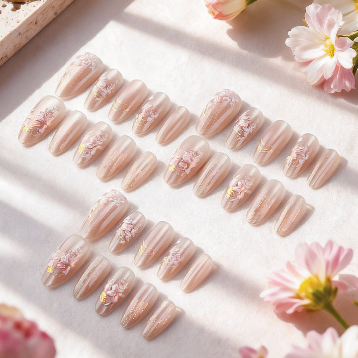 Floral Embellished Press-On Nails Stornfield