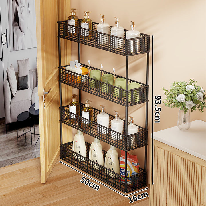Slim Narrow Pull-Out Mesh Storage Organizer for Cabinet and Door Gap